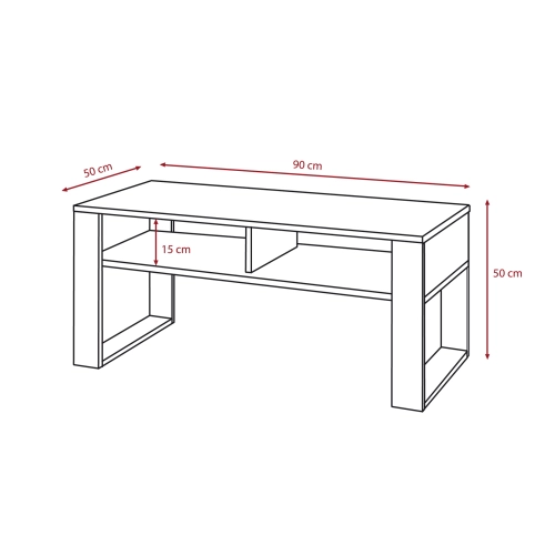 Stolik Kawowy ST7 Biały Czarny Ława Loft Retro 90 x 50 cm do salonu